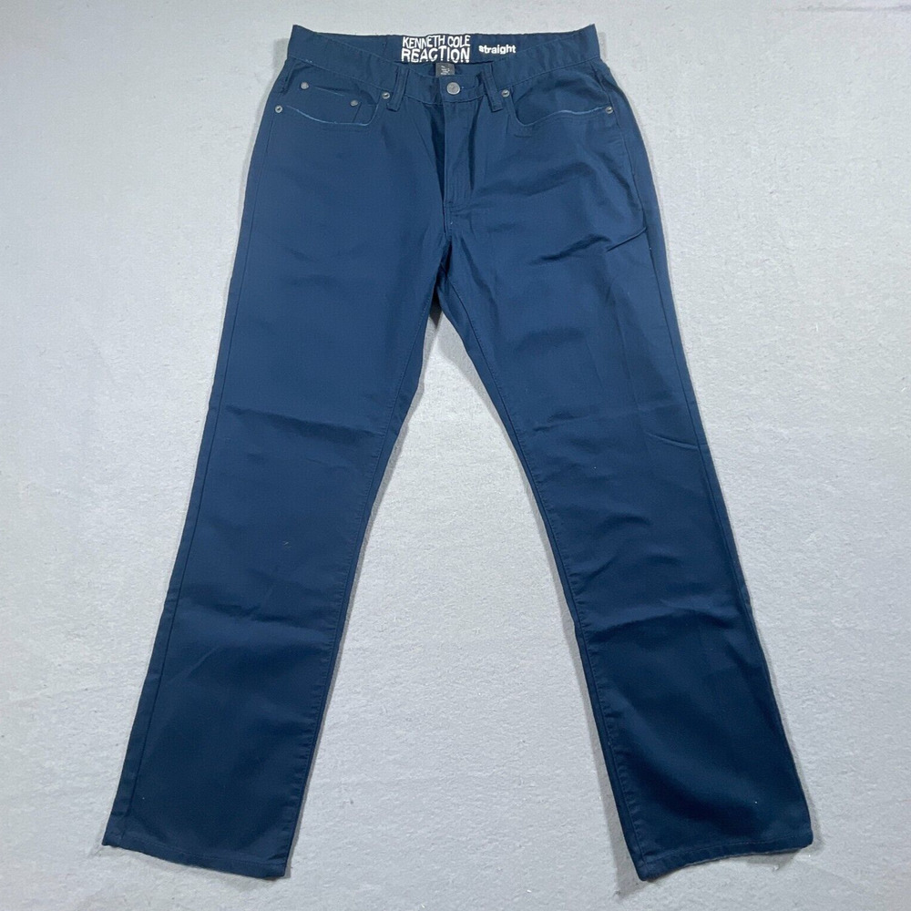 Kenneth Cole Reaction‎ Pamts Men's 32x30 Straight Leg 5 Pocket Blue